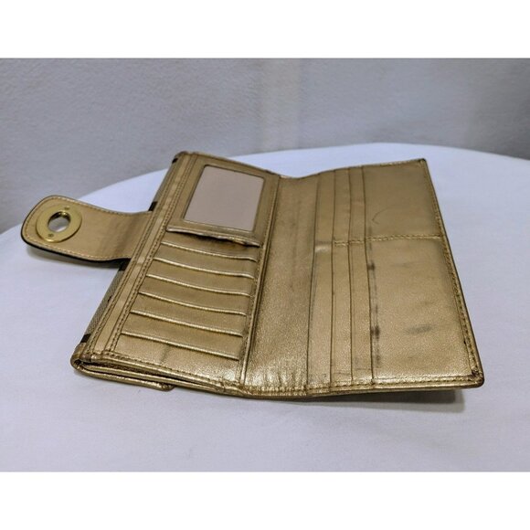 Vintage Coach Signature Turn Lock Wallet Khaki Gold Canvas - Picture 7 of 12